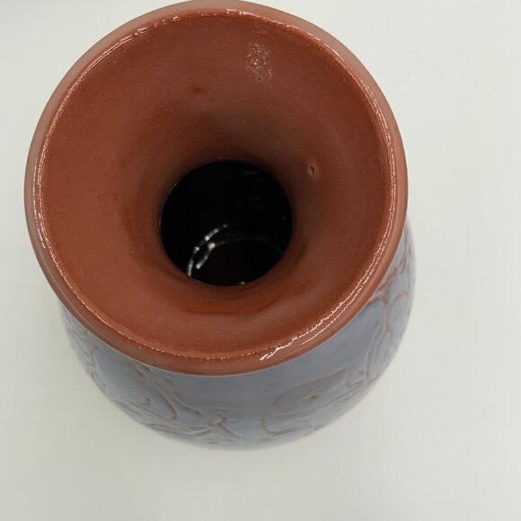 Handmade Etched and Painted Lavendar Terracotta Vase Stamped Christensen - Picture 6 of 9